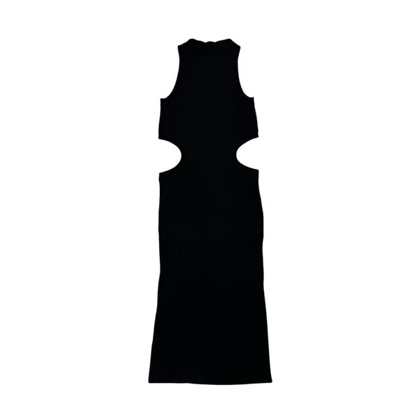 ABERCROMBIE & FITCH Ribbed Knit Cutout Midi Dress in Black Size Medium Sweater - Picture 5 of 9